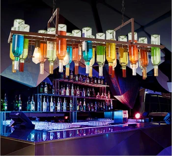 Cam şarap şişesi E27 LED Vintage kolye ışıkları amerikan Retro endüstriyel Bar yaratıcı Cafe Restaurant aydınlatma avize lamba