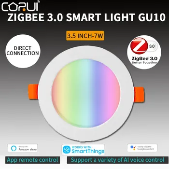 CORUI LED Tuya Zigbee 3.0 Akıllı Downlight RGBCW 7W Gömme Tavan Işığı Ses Kontrolü Alexa Google Ev Akıllı Ev Smartthings