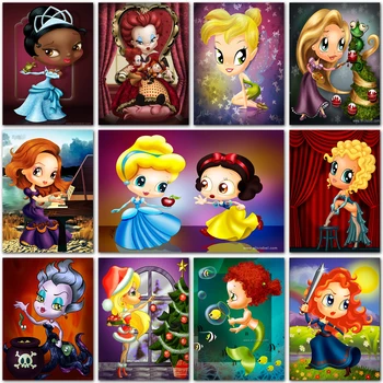 Diamand Disney 5D DİY Elmas Boyama Prenses Mermaid Ariel Rapunzel Tam Yuvarlak ve Kare Elmas nakış Çapraz dikiş mozaik