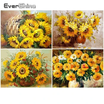 EverShine DIY Elmas Boyama Çiçek Tam Kare Elmas Nakış Ayçiçeği Mozaik Resim Papatya Taklidi Duvar Dekor