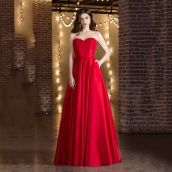 FDHAOLU Özel Renk 2023 Saten Prenses Balo Elbise Sevgiliye Abiye giyim Cepler İle Parti Elbise Vestido De Noche