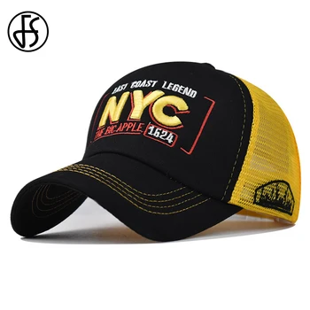 FS 2023 Bahar Sarı Kadın file şapka New York City Kamyon Şoförü Kapakları Yüksek Kaliteli Nefes beyzbol şapkası Erkekler İçin Casquette Homme