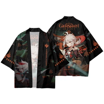 Genshin Darbe Kimono Hırka Streetwear Japon Harakuju Kaedehara Kazuha Cosplay Haori Yukata Yaz Kısa Kollu Dropship