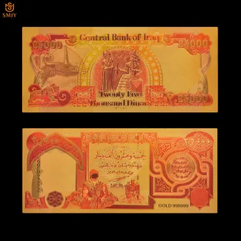 Güzel Renkli Altın Banknotlar 25000 Dinar Altın Folyo Banknotlar Kağıt Para Koleksiyonları