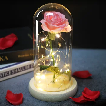 Güzellik Ve Beast Gül Gül LED Kubbe Sonsuza Kadar Gül Kırmızı Gül sevgililer Günü anneler Günü Özel Romantik Hediye