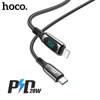 Hoco PD20W Dijital Ekran Telefon Hızlı iPad Macbook iPhone Pro 12 Max 12 Mini USB, C Tipi Naylon Tel Kablosu İçin Şarj Kablosu 
