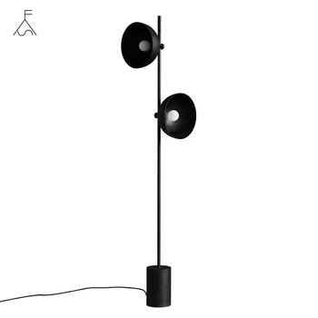Iskandinav siyah LED Zemin lambaları mermer taban ayakta lamba çift boynuz zemin ışıkları demir sanat yatak odası için lamba oturma Odası Luminaira