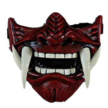 Japon Hayalet Hannya Cadılar Bayramı Masquerade Cosplay Maske Prajna Yarım Yüz Maskeleri Samurai Hannya Korku Kafatası Parti Lateks Maskeleri