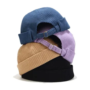 Kadife Vintage Bere Şapka Erkek Kadın Bahar Sonbahar Ev Sahibi Kap Streetwear Hip Hop Brimless Şapka Marka Docker Kap Yeni Toptan