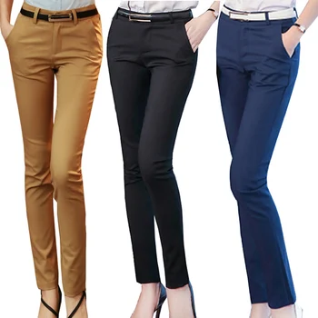 Kadın kalem pantolon 2019 Sonbahar Yüksek Bel Bayanlar Ofis Pantolon Rahat Kadın Ince Bodycon pantolon Elastik Pantalones Mujer