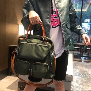 Kadınlar 2021 Moda Siyah Yeşil Haki Çok Cepler basit omuz çantası Kadın İçin Benzersiz Tasarım Çok Fonksiyonlu Commuting Çanta