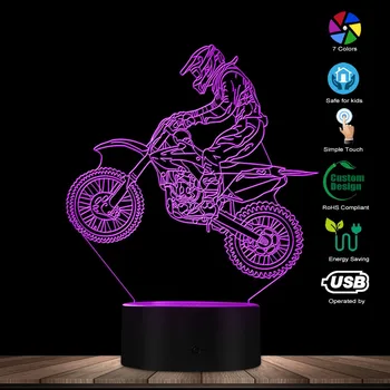 Kir bisiklet 3D ışıklı ekran masa lambası motokros bisiklet Modern Illusion gece ışıkları hediye Freestyle motokros bisikletçileri