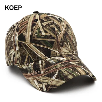 KOEP 2021 Yeni Açık Balıkçılık Kapaklar Orman beyzbol şapkası Avcılık Şapka Pamuk Kamuflaj Baba Snapback Şapka Bulrush Kamuflaj