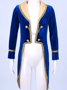 Kraliyet Mavi Çocuk Boys Vintage Kraliyet Mahkemesi Prens Uzun Kollu Smokin Ceket Cadılar Bayramı Karnaval Cosplay Kostümleri Roleplay Giyinmek