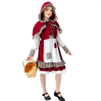 Kırmızı Başlıklı kız Kostüm Çocuk Kız Roleplay Lolita Elbise Fantezi Parti Cadılar Bayramı Fantasia Karnaval Peri Cosplay Kostüm