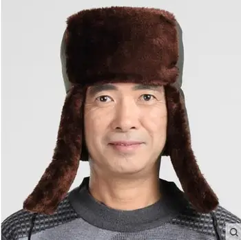 Kış kap Lei Feng şapka sıcak bombacı sıcak yaşlı erkekler Vintage tüylü dışarı