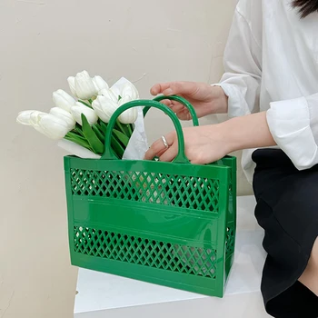 Lüks İçi Boş PVC Plaj Çantası Şeker Renk Jöle Sepet Çanta Çanta Tasarımcısı Markalar Alışveriş Çantaları Kadınlar için 2022 Şeffaf Çantalar Tote
