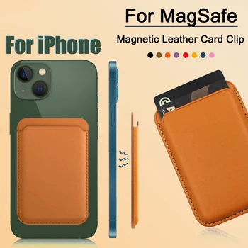 Magsafe için Manyetik Deri Kart Klip iPhone 14 Pro Max 13 12 Pro Manyetik Cüzdan Kart Tutucu Çanta Telefon Kılıfı Aksesuarları