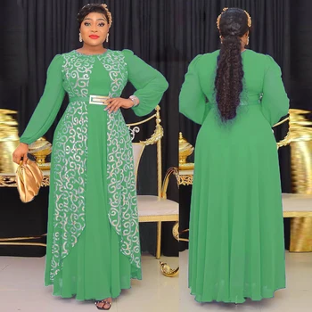 MD Afrika Dashiki Baskı Türkiye Elbiseler Zarif Kadın Düğün Parti gece elbisesi Dubai Kaftan Abayas Artı Boyutu Şifon Boubou