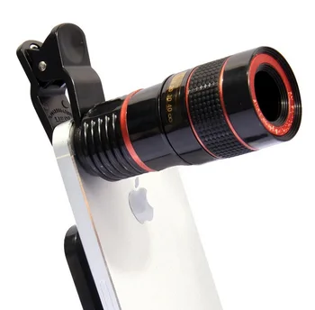 Mini Telefoto Telefon Lens 8X / 12X Optik Zoom Çoğu Telefon için uygun Seyahat Fotoğrafçılığı için Avcılık Kamp Açık Araçları