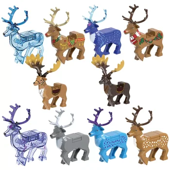 MOC Noel Ren Geyiği Elk Elfler Megaloceros Yapı Taşı Şeffaf Geyik Hayvan Ortaçağ Şövalye Aksesuarları blok oyuncaklar Çocuklar