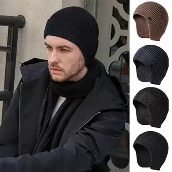 Moda Erkek örgü şapkalar Erkek Erkek Bere Kış Retro Brimless Baggy Kavun Manşet Kalınlaşmış Kulak Kapakları Balıkçı Aksesuarları