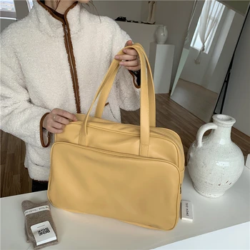 Moda Tasarım Basit Kadınlar Seyahat alışveriş çantası Rahat Büyük Kapasiteli Bayanlar Tote Çanta Düz Renk Kızlar Günlük omuz çantaları