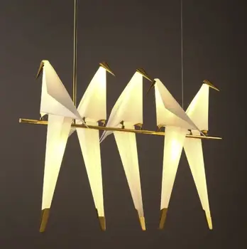Modern bin kağıt vinç şekli LED konuk restoran avize kağıt katlama kuş yatak odası yaratıcı kişilik moda lamba