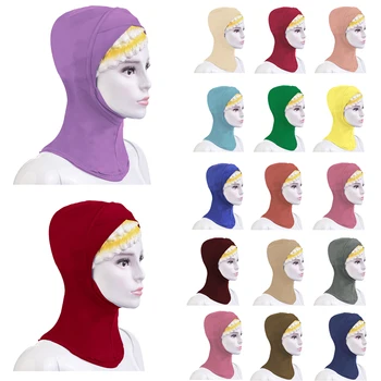 Müslüman Çapraz Eşarp İç Başörtüsü Kap İslam Tam Kapak Baş Aşınma Şapka Ninja Kemik Kaput Türban başörtüsü Headwrap Kadın Başörtüsü