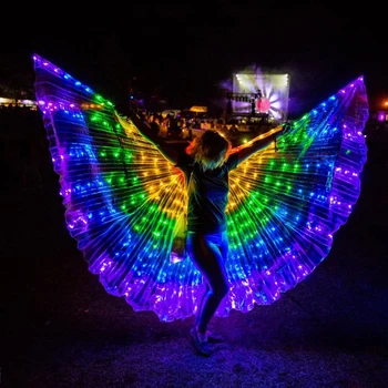 Mısır Oryantal Dans Isis Kanatları Yetişkin Çocuklar için Neon renkli ışık LED melek kanatları Göbek aksesuarları Kadınlar Kızlar için