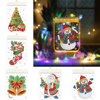 Noel süsler DIY özel şekilli elmas boyama LED gece ışıkları Noel çift noel ağacı asılı lamba pedi hediyeler ev dekorasyon