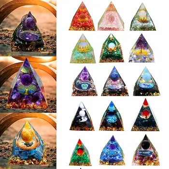 Orgonit piramidi Altın Folyo Ametist Peridot Şifa Kristal Enerji Toplayıcı Piramit Sınırdışı Kötü Kuvvet Toplamak Servet Dekor Zanaat