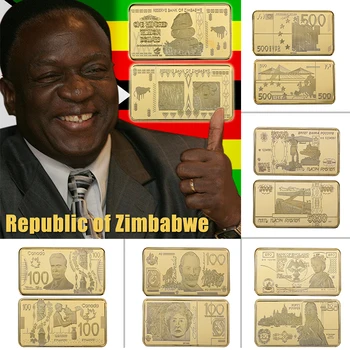 Orijinal Sahte Altın Bar Zimbabve 100 Trilyon Dolar Altın Kopya Para Metal Olmayan döviz Paraları Cryptocurrency Koleksiyon Hediye