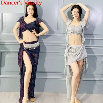Oryantal Dans Üst Etek Seti Yeni 2019 İlkbahar Yaz Eğitim Kıyafetleri Yeni Başlayanlar Performans Uzun Etek Oryantal Hint Dans Giyim