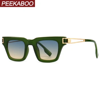Peekaboo yarım metal kare çerçeve güneş gözlüğü uv400 2023 moda güneş gözlüğü kadınlar için yeşil kahverengi aksesuarları hediyelik eşyalar