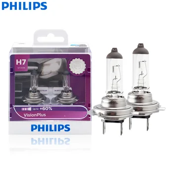 Philips H7 VisionPlus 12 V 55 W PX26d halojen araba far VP + 60 % parlak oto lambaları orijinal ışık yeni ampuller 12972VPS2, 2X