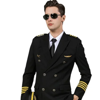 Pilot Üniforma Havayolu Uçak Kaptan Uniforme Mülkiyet Iş Giysisi Ceket Pantolon Uçuş Havacılık Üniformaları Pilot Takım Elbise Kostüm