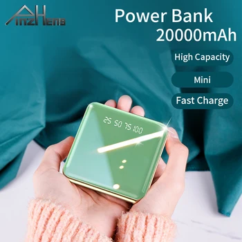 PINZHENG 20000mAh Mini Güç Bankası Xiaomi iPhone İçin Taşınabilir USB Şarj Powerbank Harici Pil Hızlı Şarj USB Powerbank