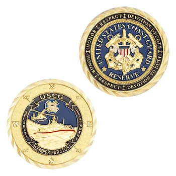 Sahil Güvenlik Hediyelik Eşya ve Hediyeler ABD Sikke Semper Paratus USCG Temel Değerler Mücadelesi Coin Veteran Altın Kaplama hatıra parası