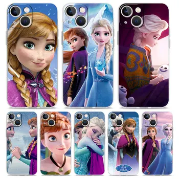 Sevimli Elsa Prenses Telefon Kılıfı için iPhone 14 13 11 12 Pro Max X XR XS 7 8 Artı SE Şeffaf Yumuşak Silikon Kapak Fundas Coque