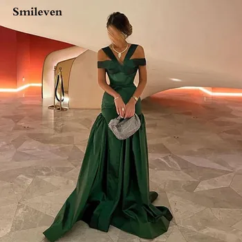 Smileven Mütevazı Yeşil Abiye Sapanlar Balo Elbise Zarif Suudi Arabistan Sapanlar Parti Elbise 2023