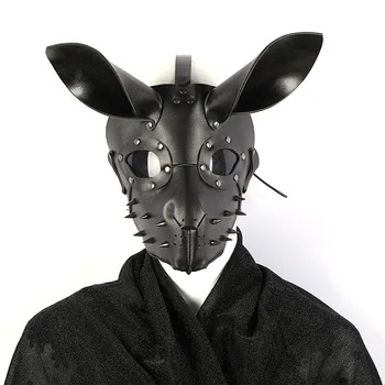 Sokak Punk Tarzı Tavşan baş maskesi Cadılar Bayramı Cosplay PU Maske Seksi Kadın Çünkü Tavşan Maskesi