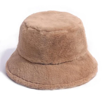 Taklit Kürk Kış kadın Kova Şapka Açık güneş şapkası Panama Bayan Şapka Kuzu Yün Sahte Kadın Şapka Kürk Sıcak Kadın Şapka