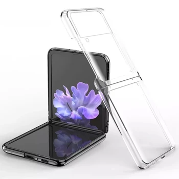 Ultra İnce Şeffaf Sert PC Plastik DIY Tam Koruyucu samsung kılıfı Galaxy Z Flip 3 4 5G Z Kat 3 4 Şeffaf arka kapak