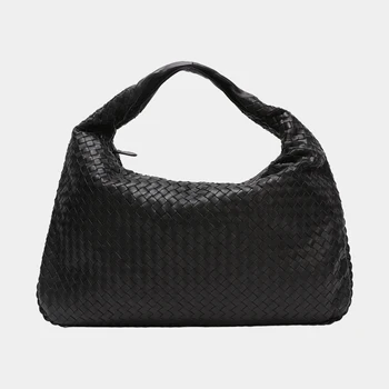 weaveBV Lüks Marka dokuma çanta kadın askılı omuz çantası 100 % Koyun Derisi Deri Çanta yüksek kalite Moda Basit Büyük Kapasiteli