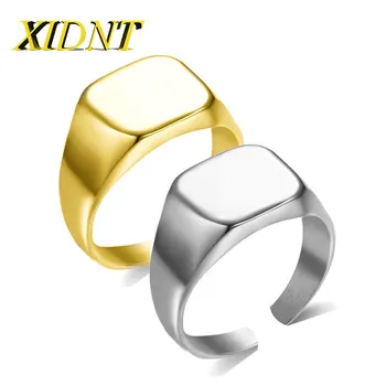 XIDNT 2021 Moda Basit Tarzı Altın Gümüş Kare Açık Halka Klasik Düğün Nişan Parti Takı erkek Hediye Yüksek Kalite