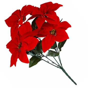 Yeni 5 7 Şube Flanel Yapay Büyük Kırmızı Çiçekler Kafa Buket Noel Kırmızı Atatürk Çiçeği Çalılar Buketleri Noel Ağacı Süsleme