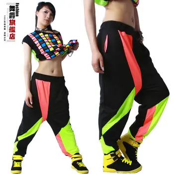 Yeni moda Marka Harem Hip Hop Dans Pantolon Sweatpants Kostümler kadın sahne performansı giyim harem Neon caz pantolon