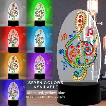 Yeni tasarım 7 renk mevcut masa lambası LED 5D elmas boyama ışık elmas mozaik nakış müzik şekli ev dekorasyon