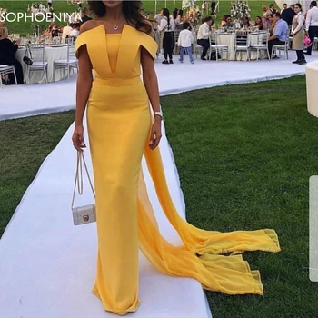 Yeni Varış Şifon Sarı abiye Uzun 2023 gece elbisesi Basit Abiye abendkleider dubai gece elbisesi